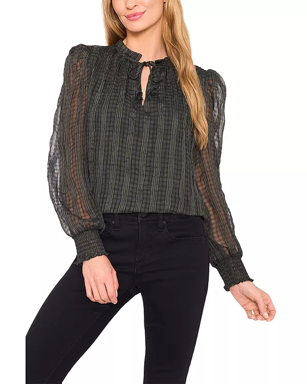 

Блузка с присборенными манжетами и оборками Cece, зеленый