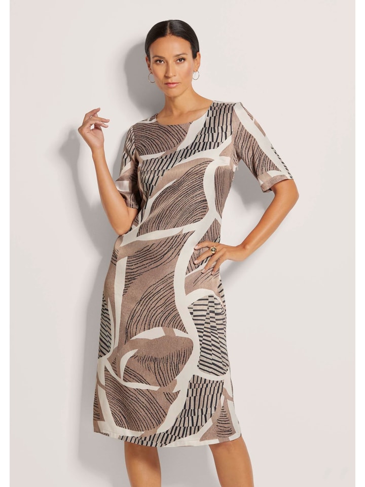 

MADELEINE Платье с короткими рукавами жемчужно-белого / серо-коричневого / разноцветного цвета