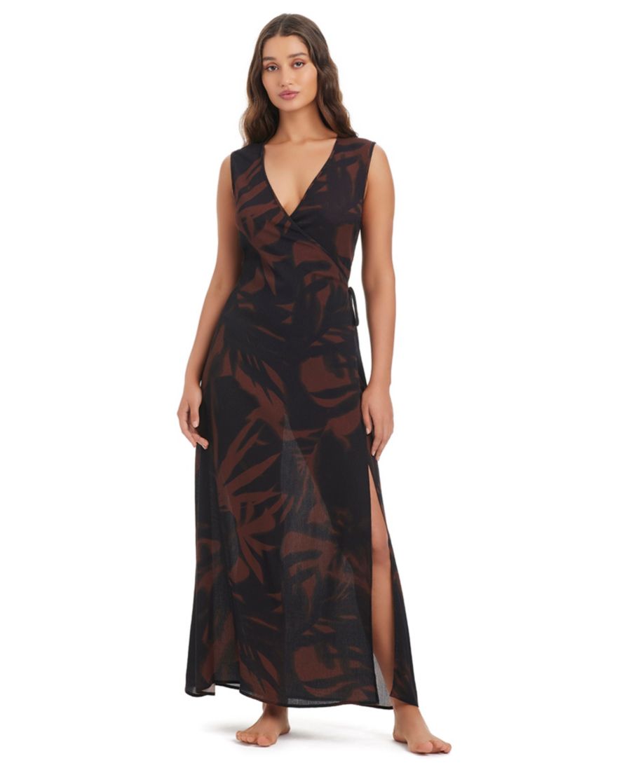 

Женское купальное платье Palm Breeze с запахом и V-образным вырезом, эксклюзивно представлено в Macy's Bar III, Java