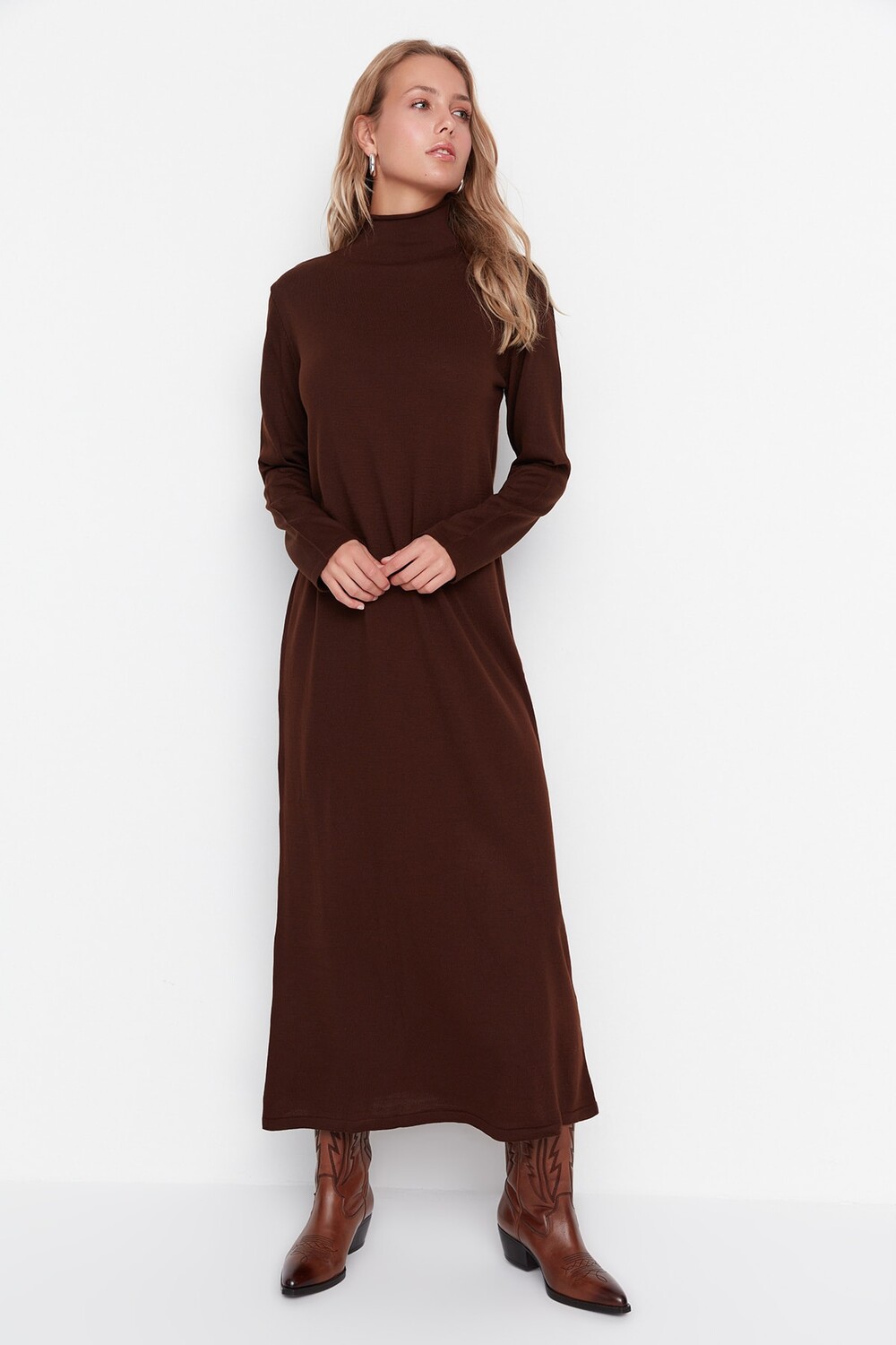 

Платье - Коричневое - Свободное Trendyol Modest, коричневый