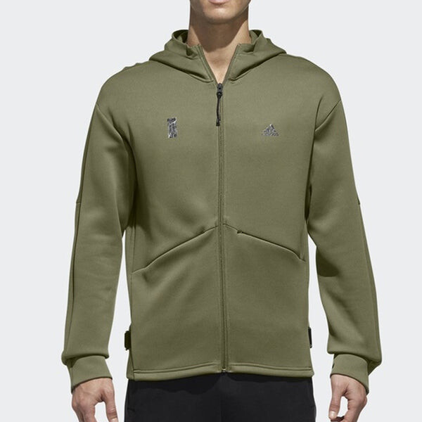 Куртка Men's adidas Martial Arts Series Knit Sports Hooded Jacket Military Green, зеленый — фото 2