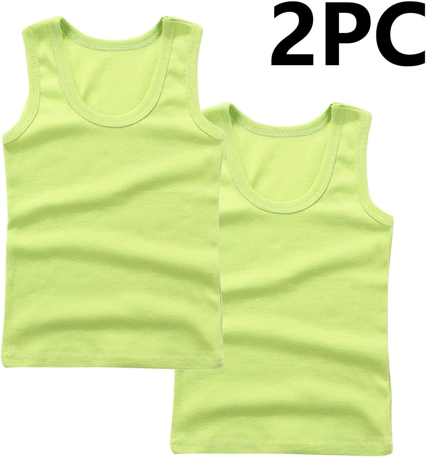 Футболка без рукавов для мальчиков и девочек 2 Pack, хлопок, A01_green, размеры 2-14 — фото 2