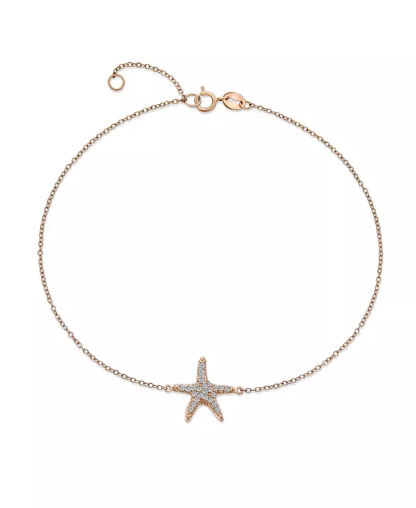 

Браслет на лодыжку с морской звездой для отпуска на пляже, стерлинговое серебро Bling Jewelry, rose