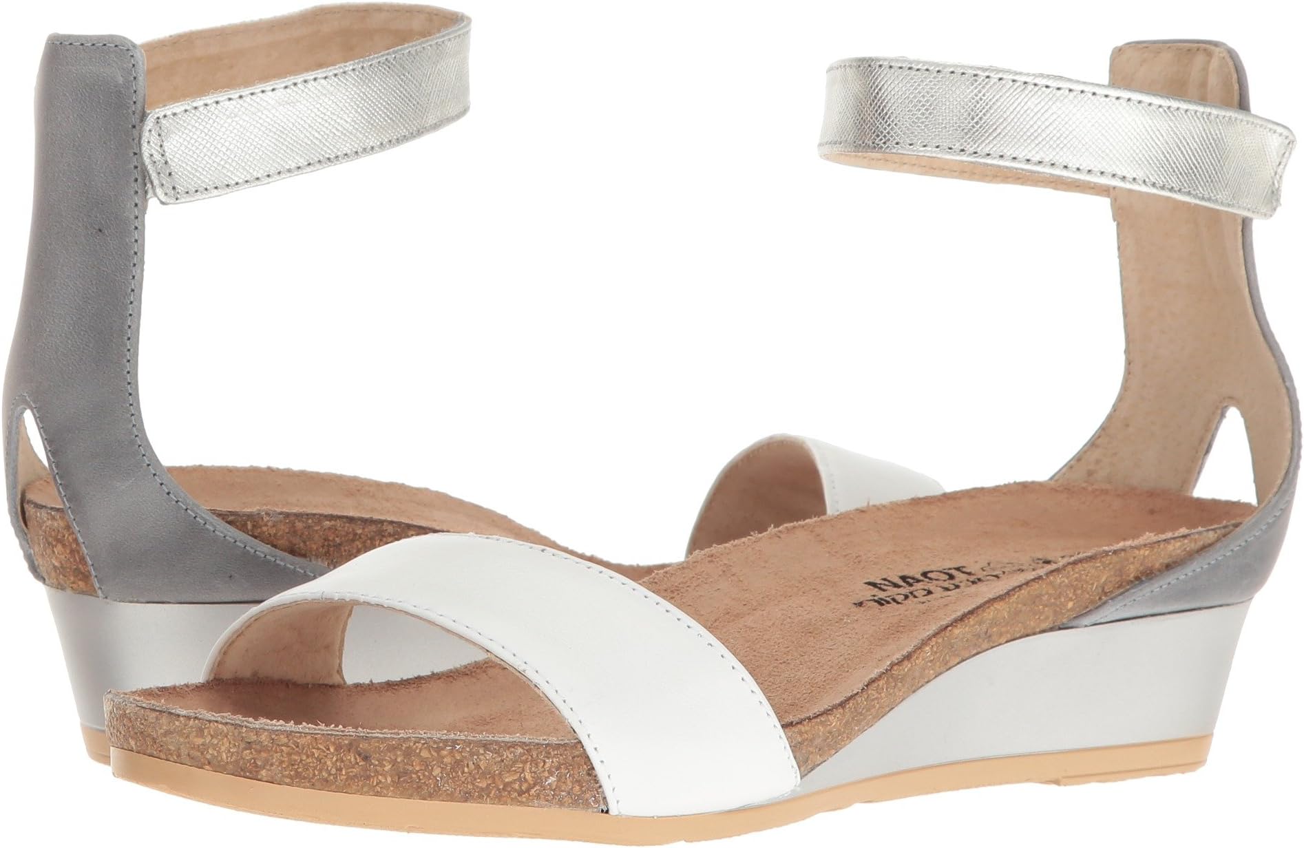 Босоножки Pixie Naot, цвет White Leather/Vintage Slate Leather/Silver Luster Leather