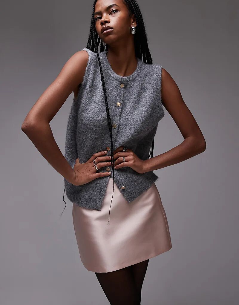 

Topshop coord Плотная атласная микро-мини юбка розового цвета