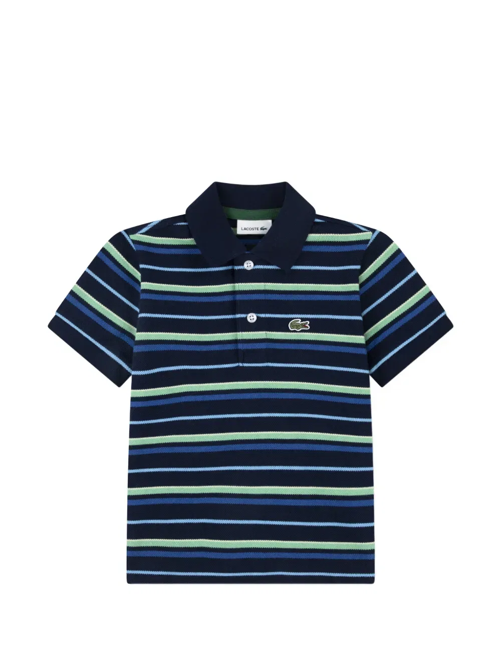 Полосатая рубашка-поло с логотипом Lacoste Kids, синий