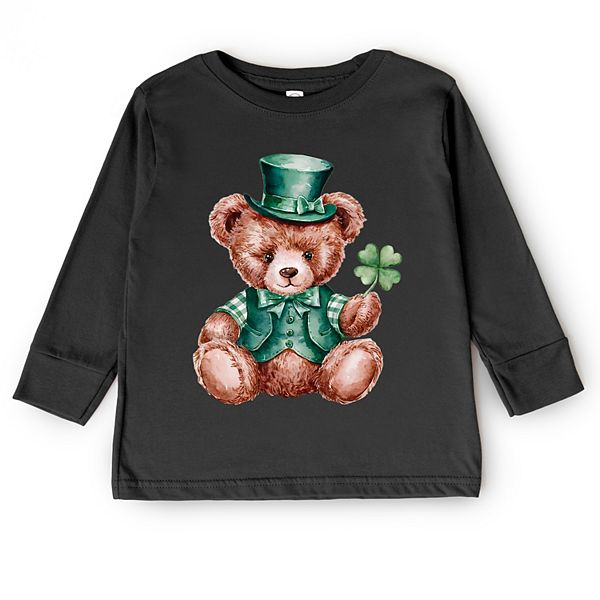 

Футболка с длинным рукавом St patrick's bear clover для малышей The Juniper Shop, Black