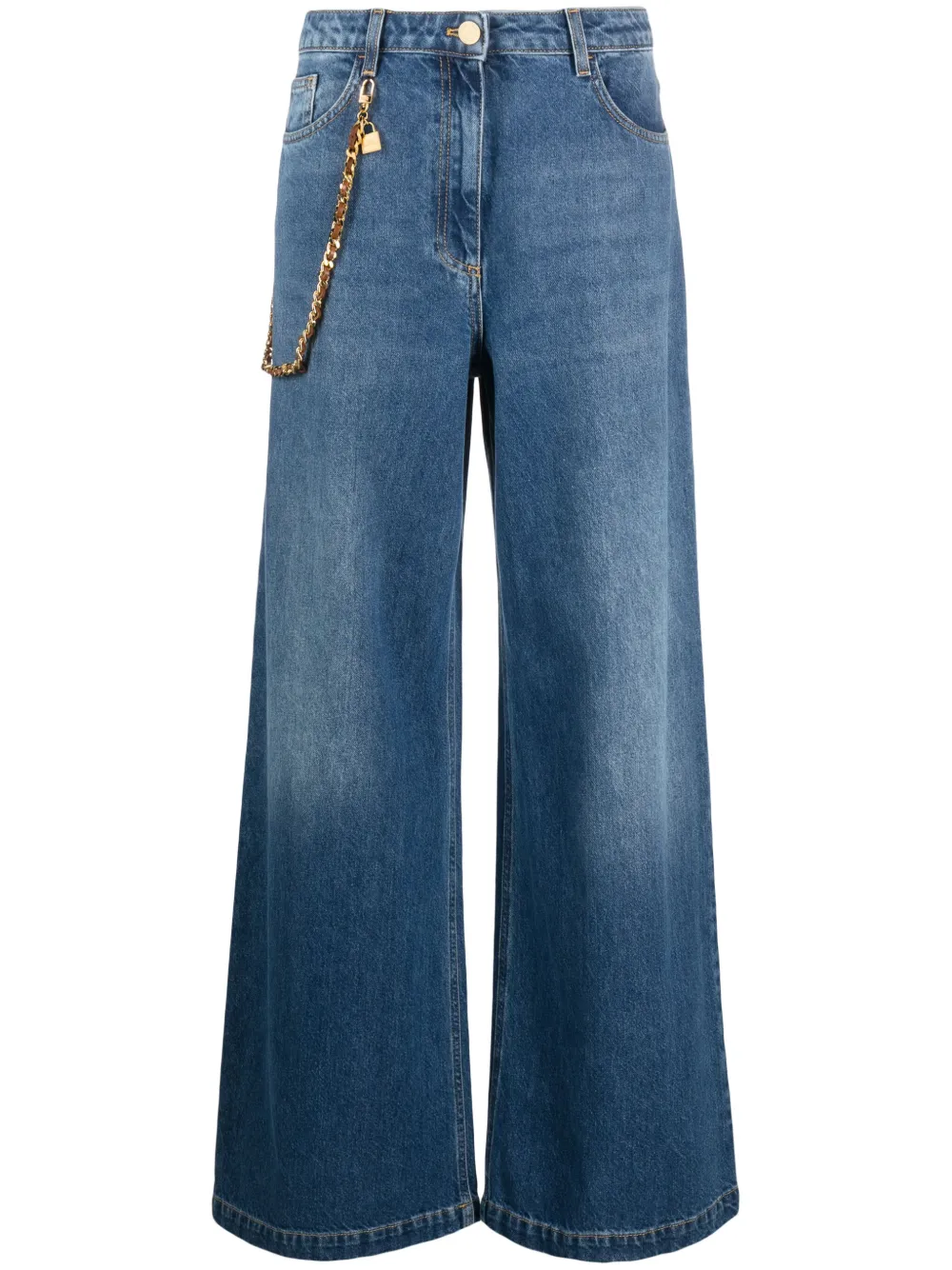 

Широкие джинсы с заниженной талией Elisabetta Franchi, синий