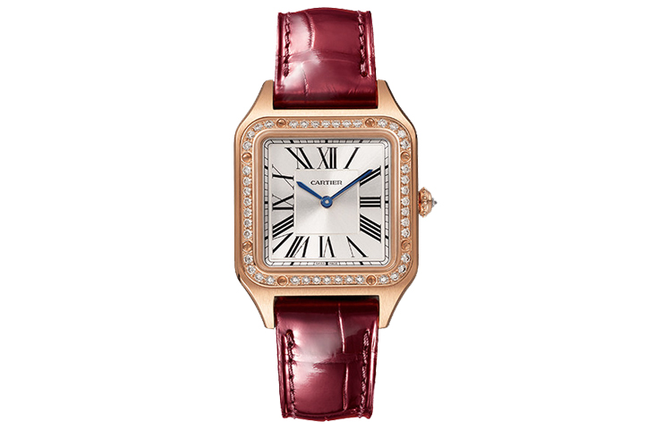 

Женские часы CARTIER SANTOS DE с кварцевым механизмом, циферблат 38*27,5 мм, корпус из 18-каратного розового золота, ремешок из крокодиловой кожи