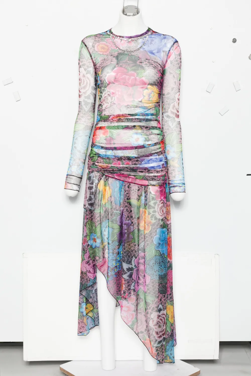 

Платье миди асимметричного кроя с цветочным принтом Area, розовый