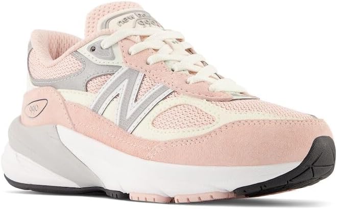 Детские кроссовки New Balance 990 V6 на шнуровке, белый/розовый — фото 4