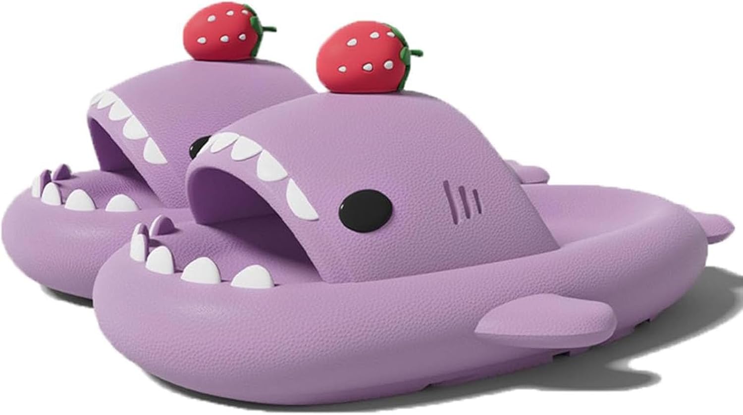 

Тапочки с клубничной акулой, тапочки Cloud Shark с толстой подошвой, унисекс, милые мультяшные акулы, мягкие пляжные тапочки Generic, фиолетовый