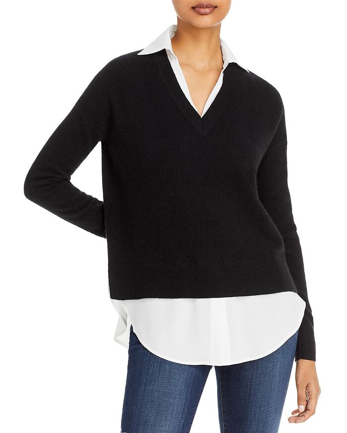 

Многослойный кашемировый свитер C by Bloomingdale C by Bloomingdale's Cashmere, черный
