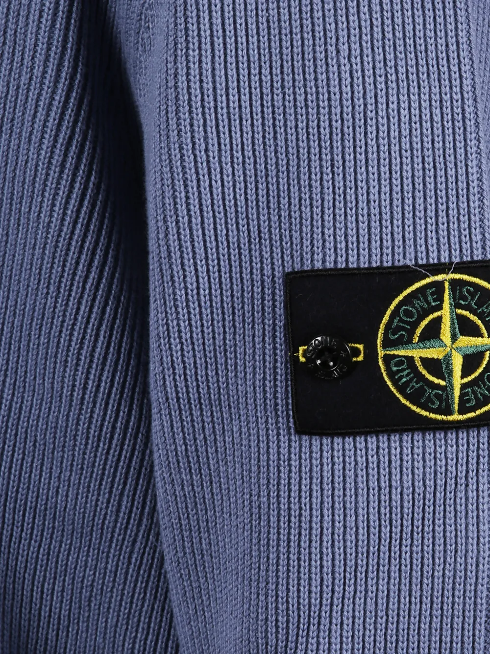 Свитер с ребристой отделкой и нашивками Stone Island, синий — фото 3