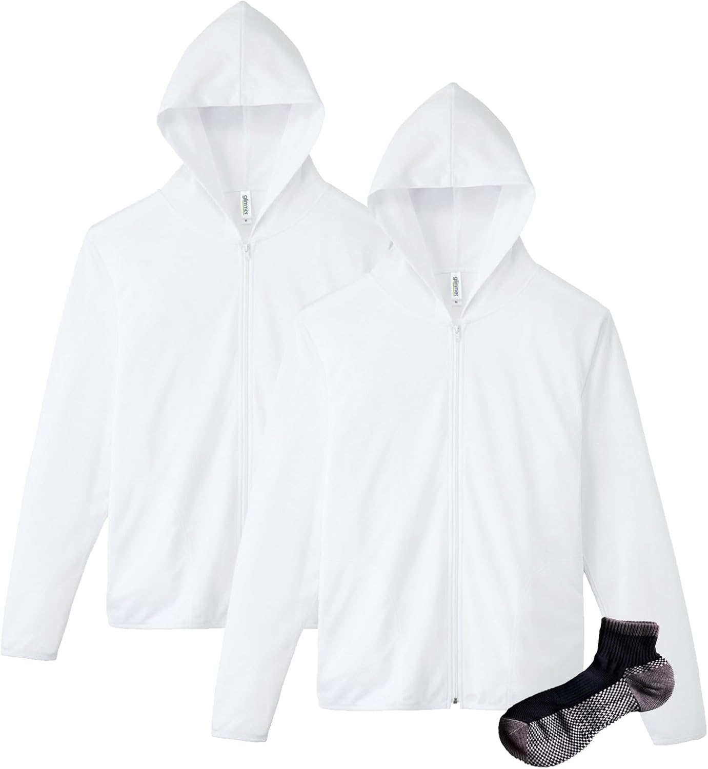 

Мужская толстовка на молнии Glimmer 00338-AMZ, плотность ткани 4,4 унции, быстросохнущая, с длинными рукавами, с защитой от УФ-излучения, белый