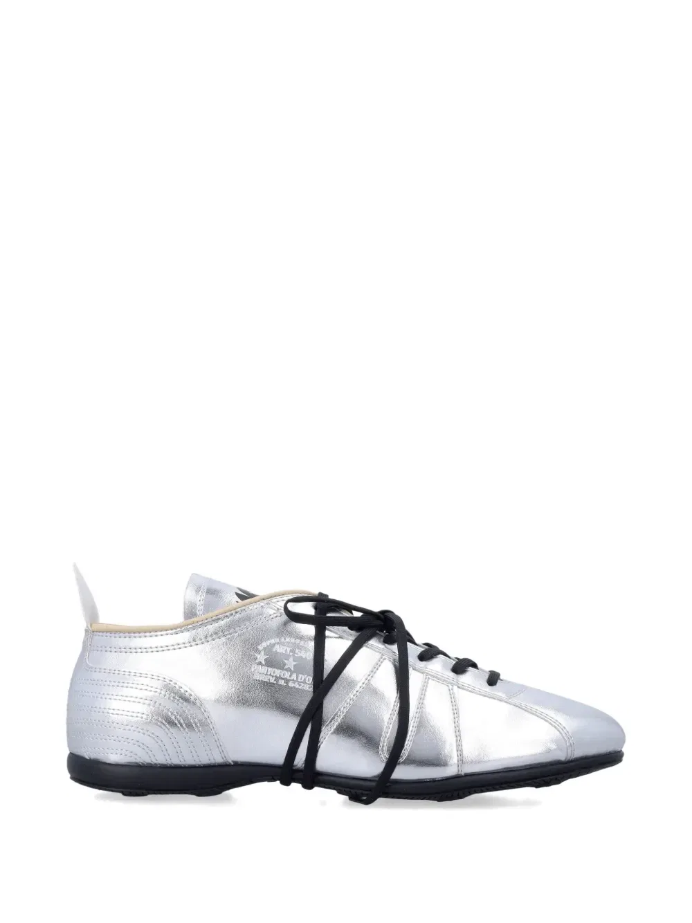 Кроссовки с эффектом металлик и подошвой Vibram Pantofola D'oro, серебряный