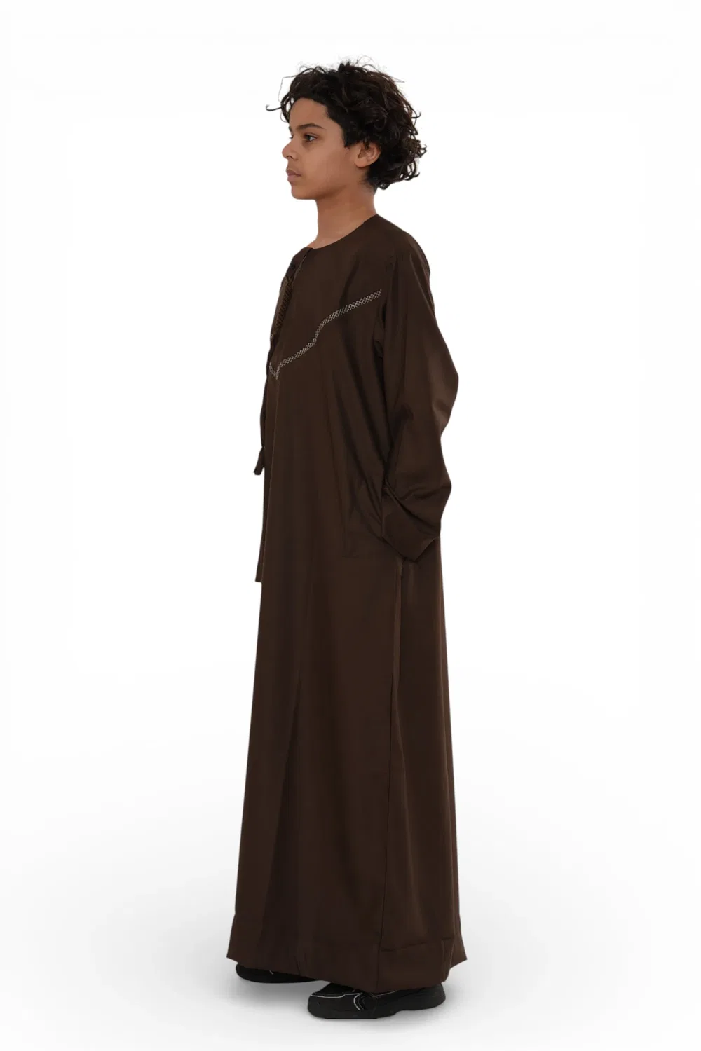 Arabic Thobes Детский коричневый марокканский халат Тобе для мальчиков Ид Джеллаба Рамадан Ид Джубба - K-HM10 — фото 3