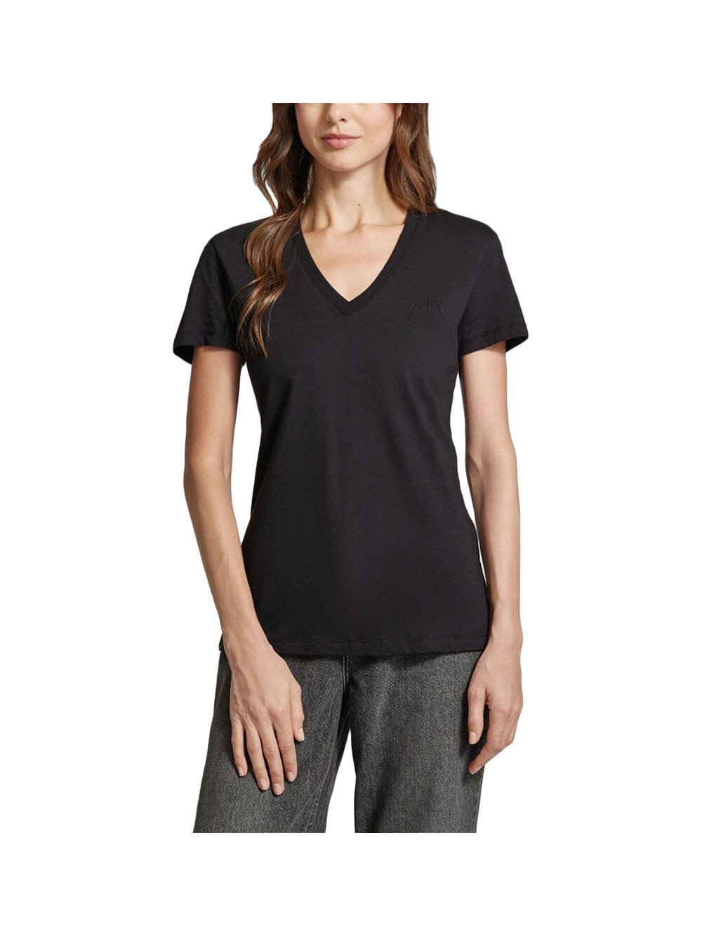 

Черная женская футболка Armani Exchange