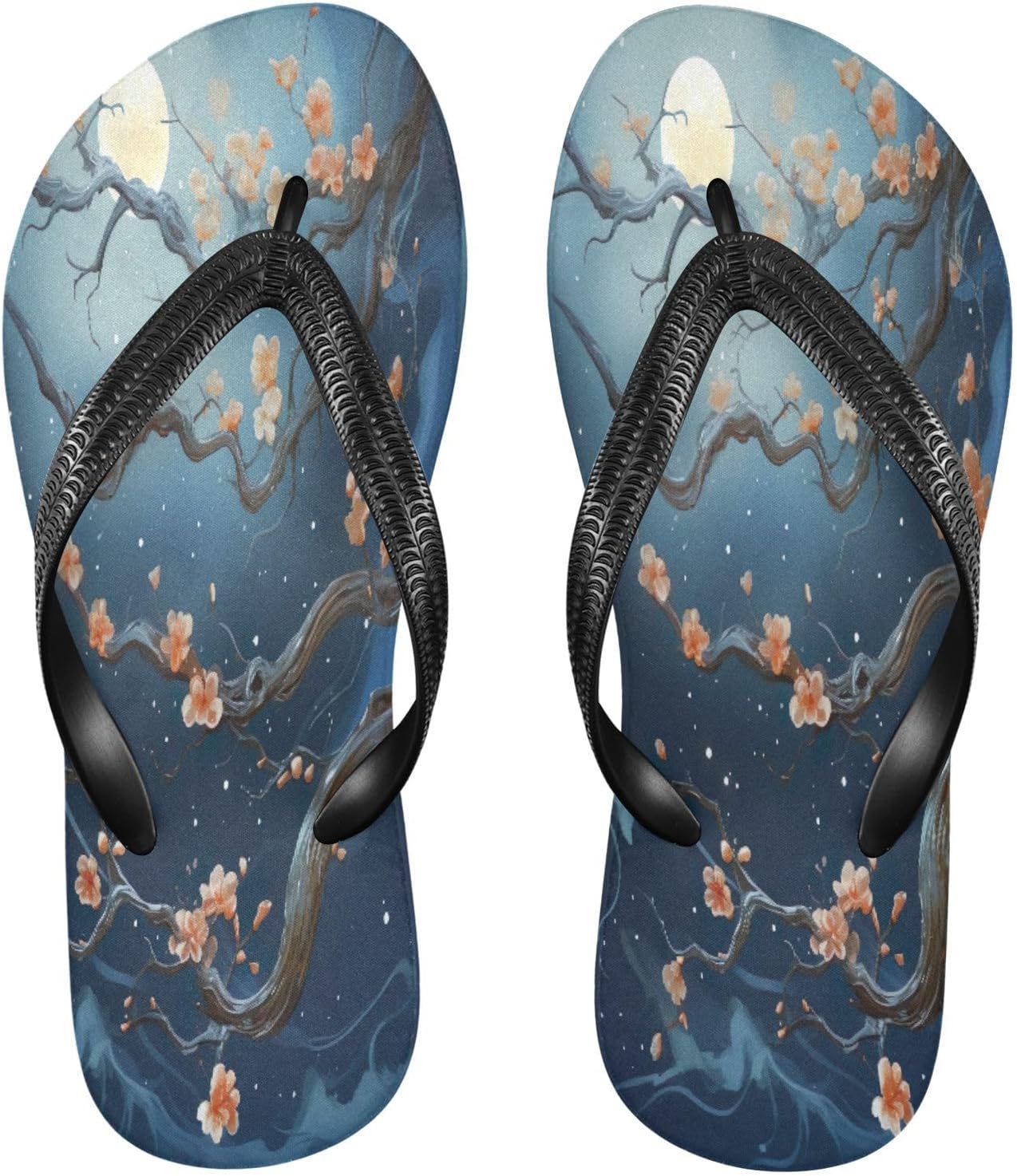 

Шлепанцы с изображением цветущей сакуры, ночные, пляжные, для душа, резиновые, нескользящие, летние, для женщин и мужчин Sinestour, Flowers Cherry Blossoms Night