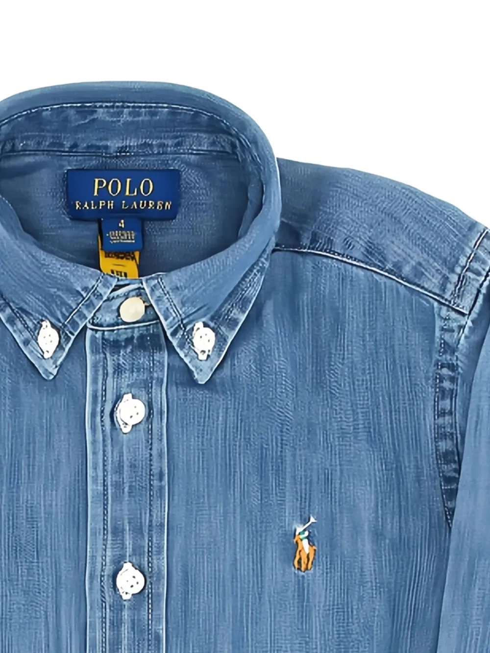 Джинсовая рубашка с длинным рукавом POLO RALPH LAUREN KIDS, синий — фото 2