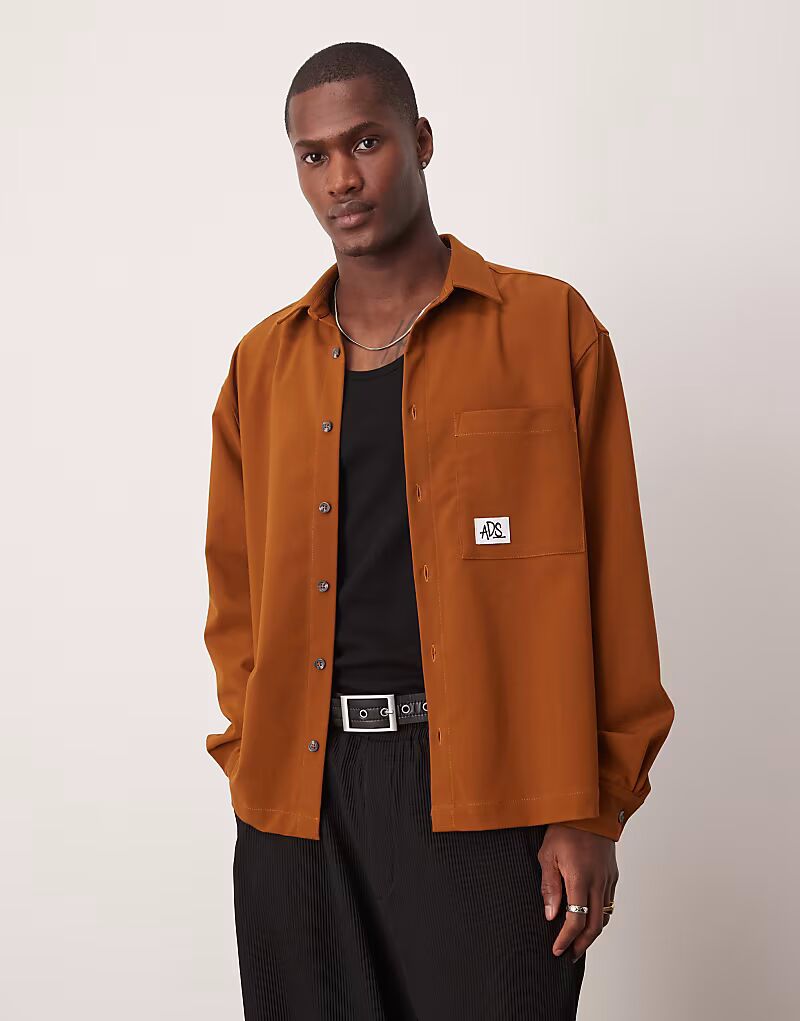 

Рубашка свободного кроя ASOS DESIGN коричневого цвета