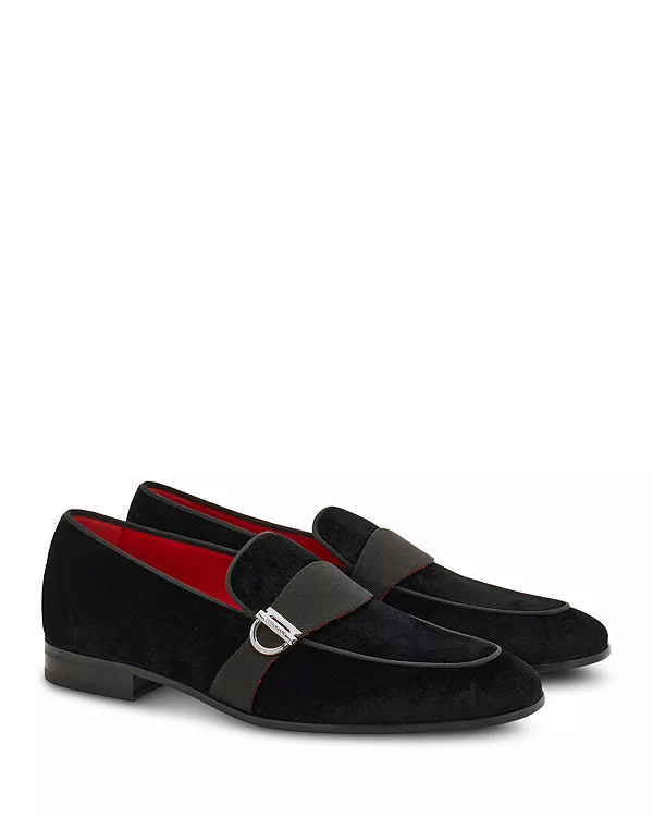 Мужские лоферы из горького бархата Ferragamo, черный — фото 4