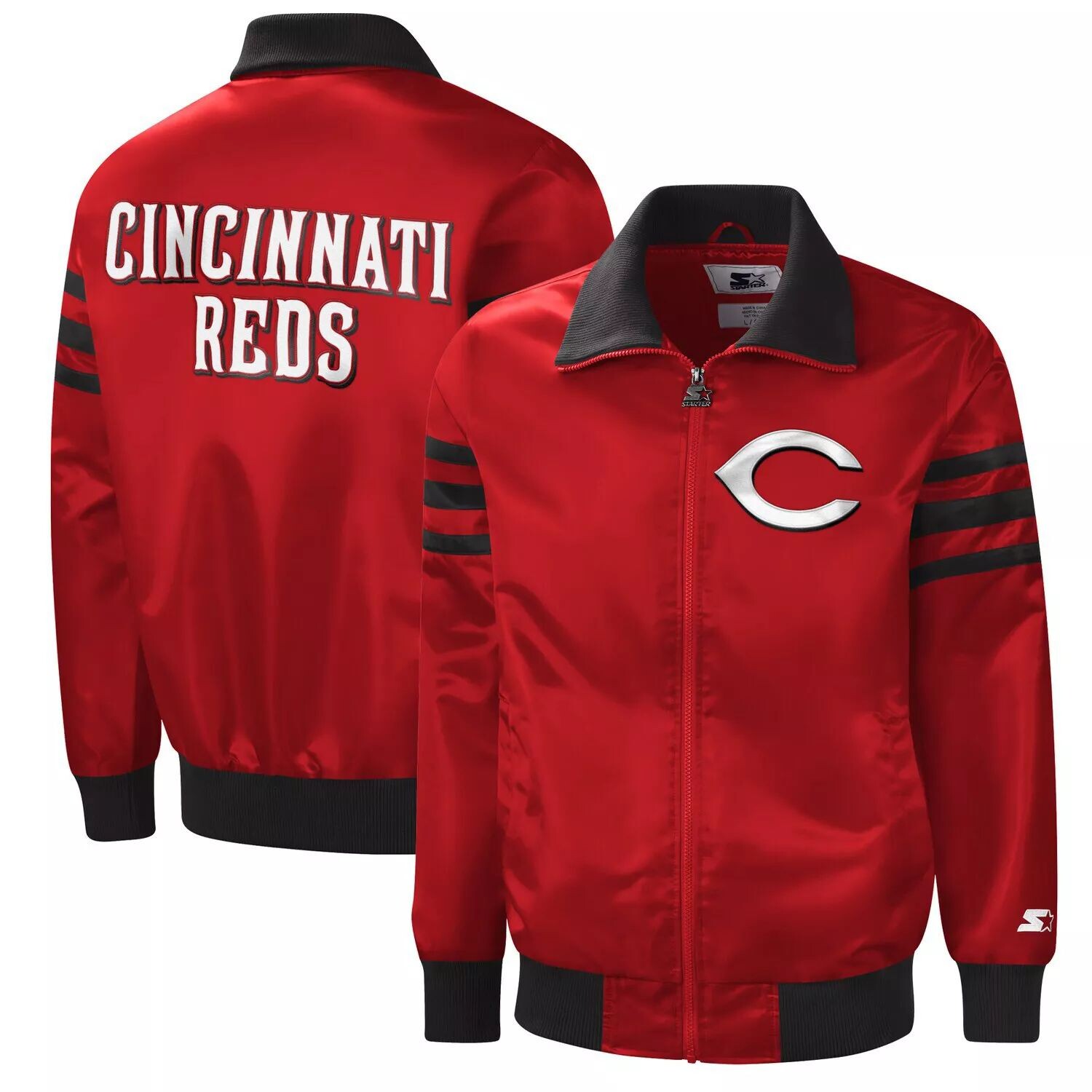 

Мужская красная университетская куртка с молнией во всю длину Cincinnati Reds The Captain II Starter, Красный, Мужская красная университетская куртка с молнией во всю длину Cincinnati Reds The Captain II Starter