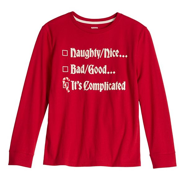 

Футболка с длинным рукавом и принтом для мальчиков 8-20 лет Sonoma Goods For Life, Naughty Nice Red