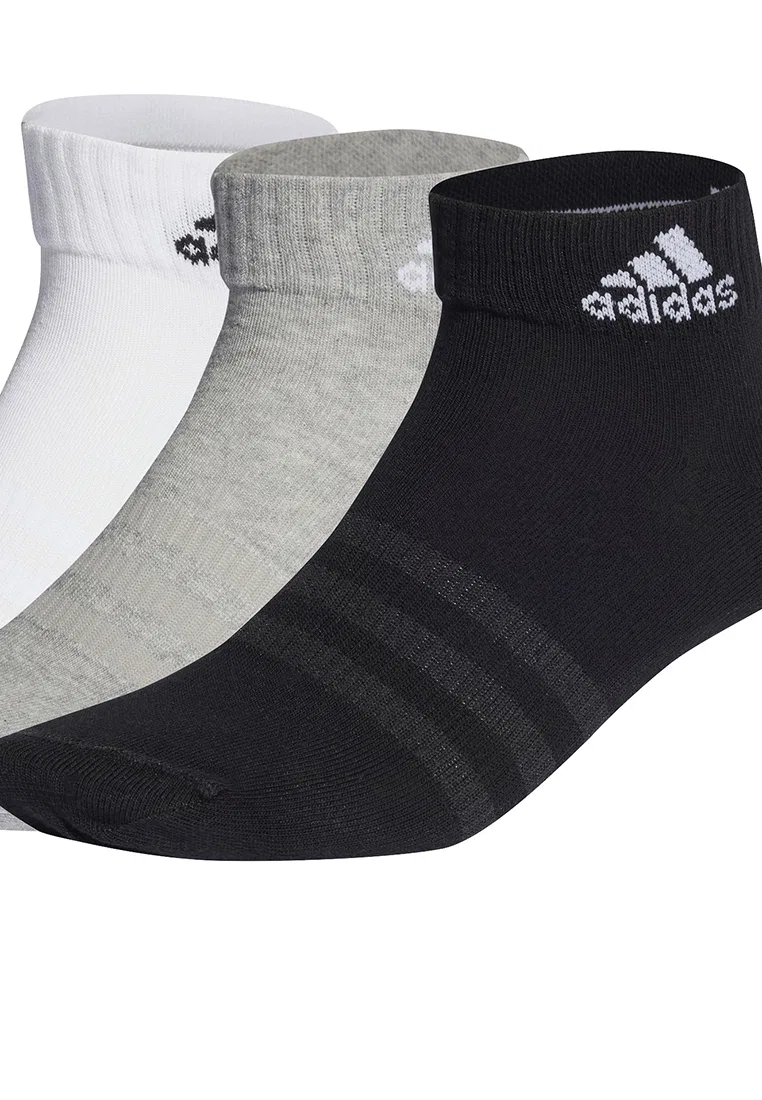 Носки женские, тонкие и легкие, 3 пары Adidas, белый/черный/серый — фото 2