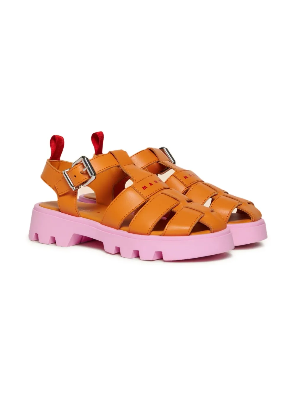 

Сандалии с ремешками на массивной подошве Marni Kids, оранжевый