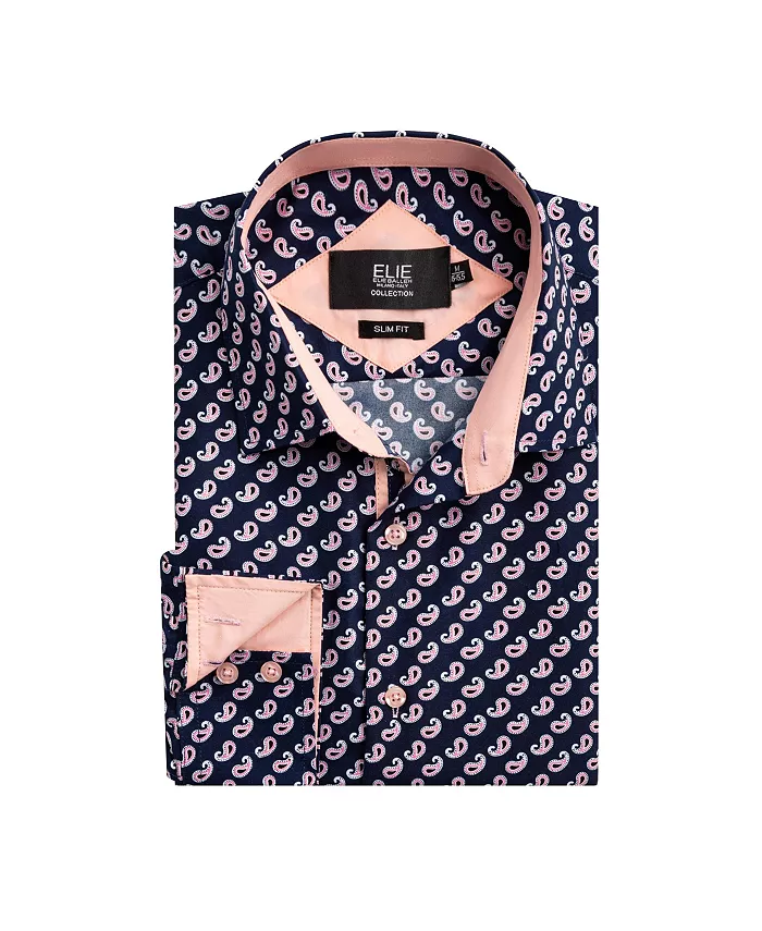 

Рубашка для мальчиков Big Boys Navy Paisley на пуговицах, приталенная Elie Balleh, синий