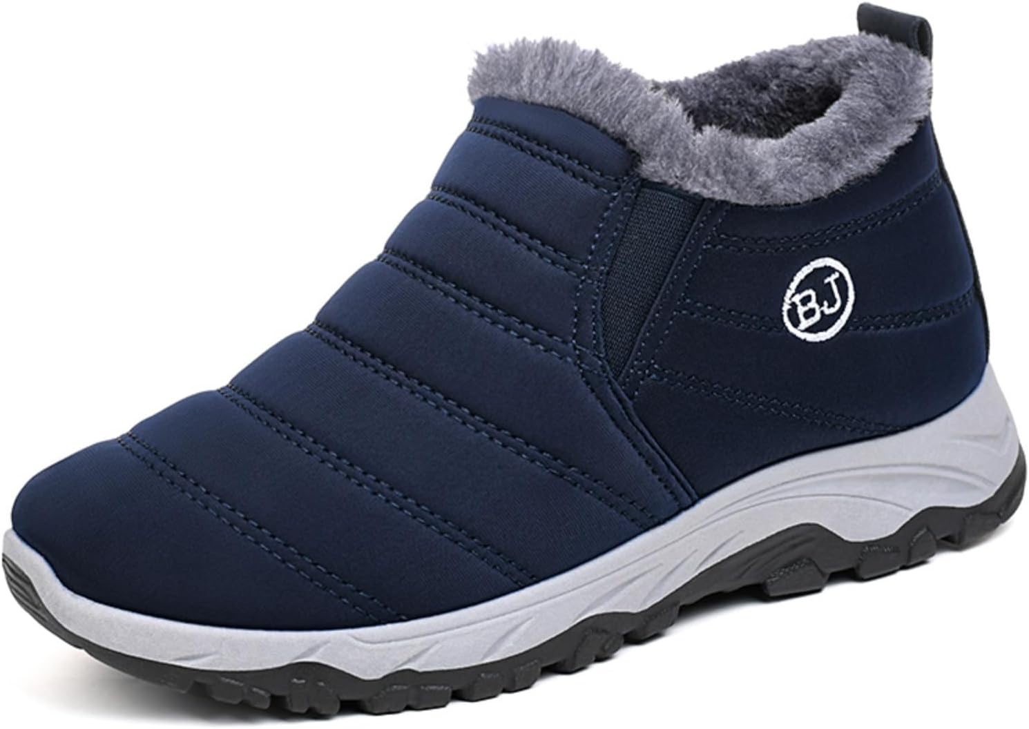 

Мужские зимние теплые ботинки без шнуровки - ультра-уютная флисовая подкладка, комфорт на весь день, нескользящая устойчивая подошва, легкое надевание/снятие, идеально для холодной погоды, повседневных дел и прогулок Khwfjas, синий