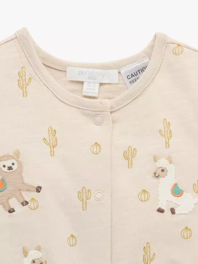 Детский комбинезончик Baby Llama Fiesta с принтом кактусов Purebaby — фото 3