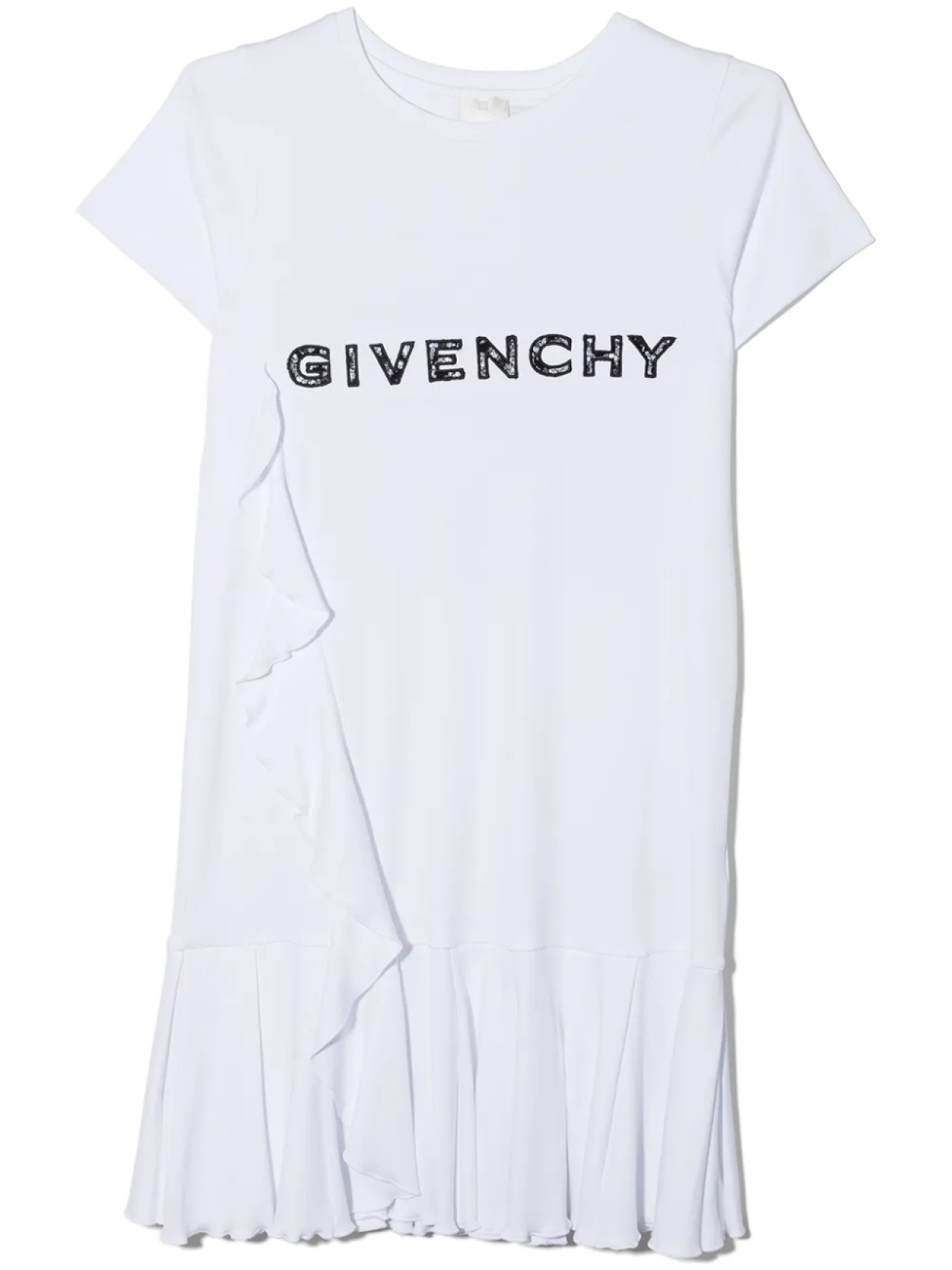 

Givenchy Kids платье с оборками и логотипом, белый