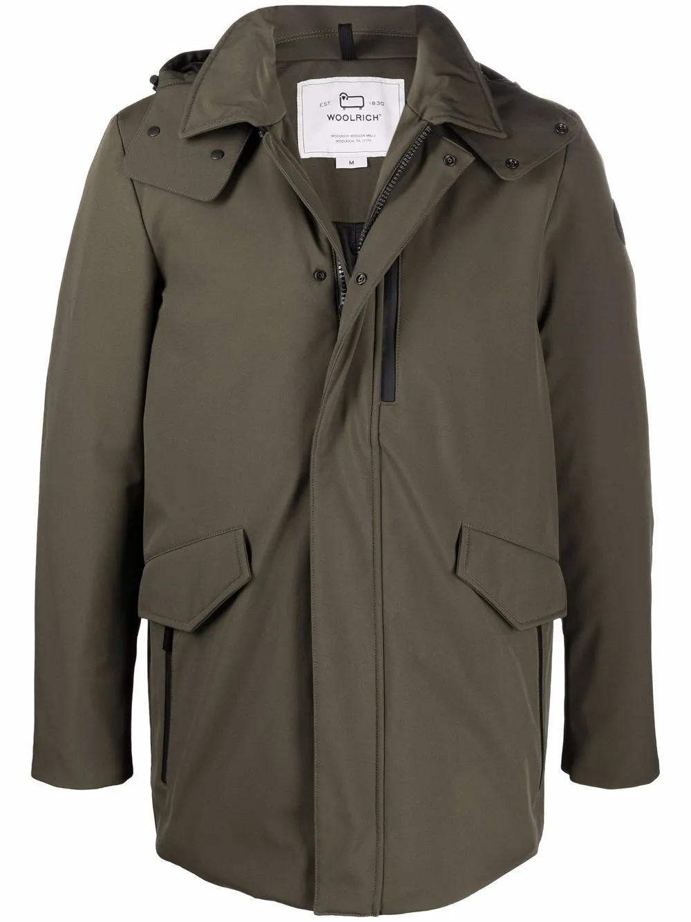 

Пальто миди с капюшоном WOOLRICH, зеленый
