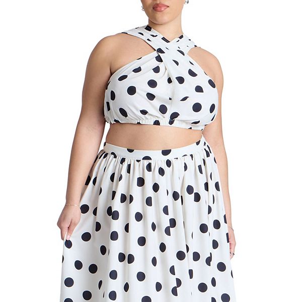 

Женский плюс сайз топ с завязкой и сборкой Eloquii, Paint Dot