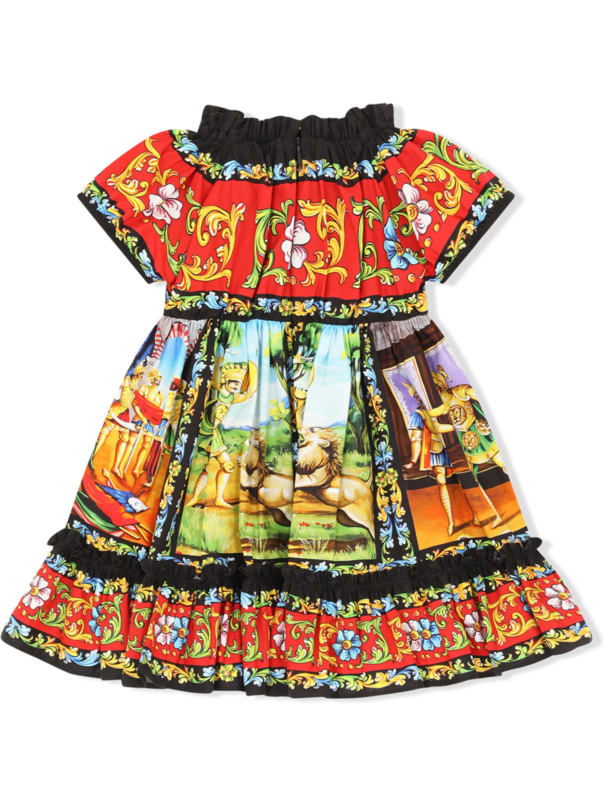 Платье с оборками и принтом Carretto Dolce & Gabbana Kids, красный — фото 2