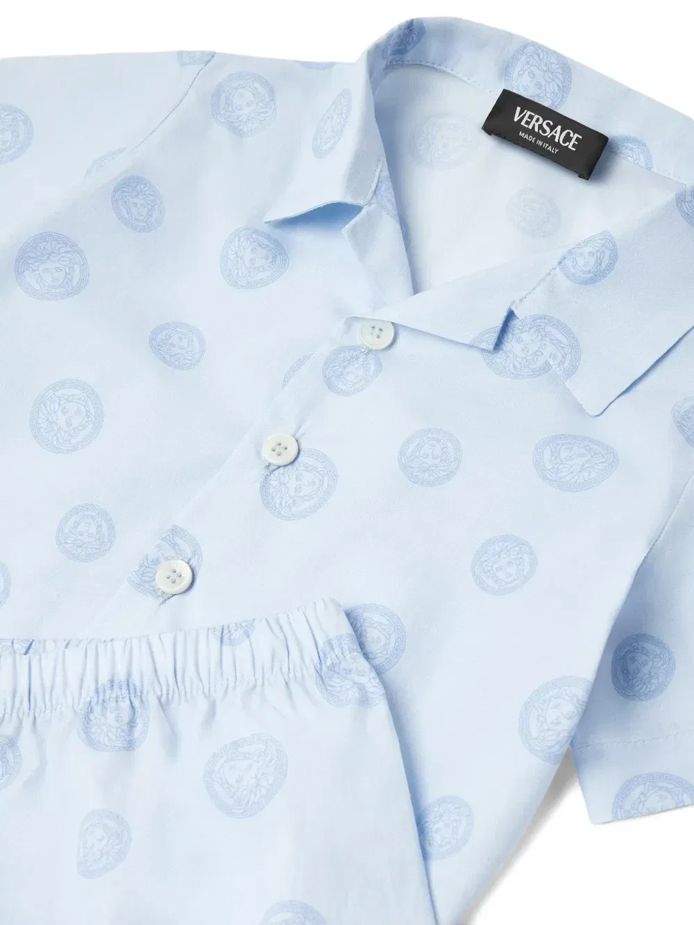 Комплект из рубашки и шорт из хлопка с принтом для малышей Versace Kids, синий — фото 3