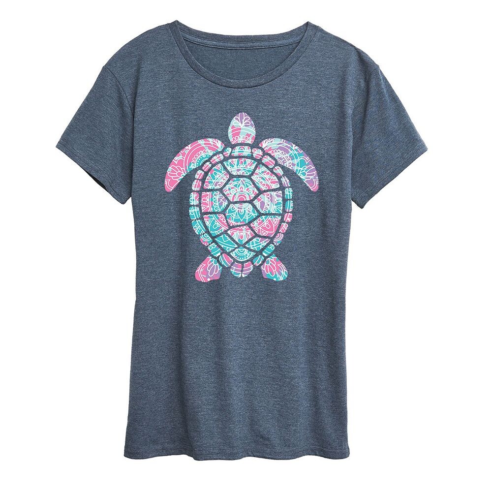

Женская футболка с рисунком черепахи Tie Dye Mandala, цвет Heather Blue