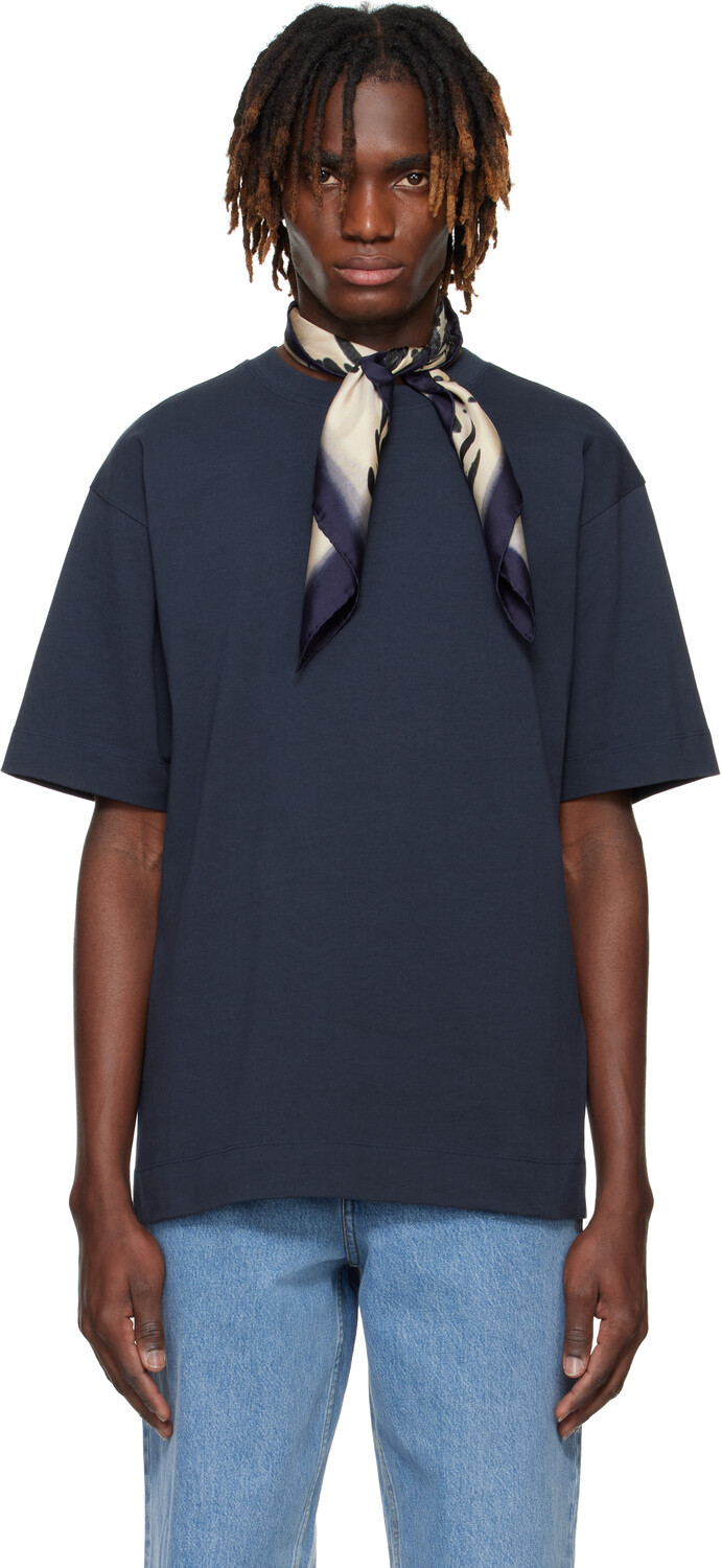 

Футболка свободного кроя из хлопка Dries Van Noten, темно-синий