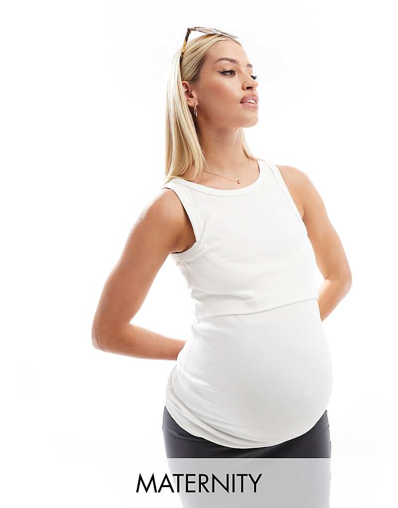 

Белая майка для кормления в рубчик Mamalicious Maternity