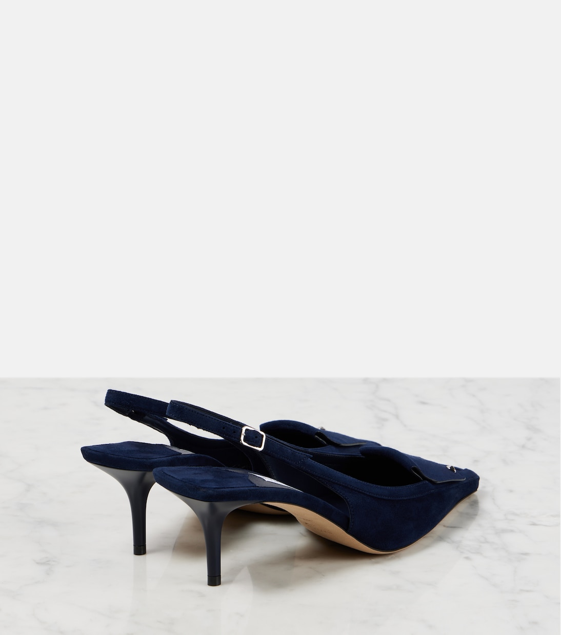 Замшевые туфли Frances 60 с открытой пяткой Jimmy Choo, темно-синий — фото 2