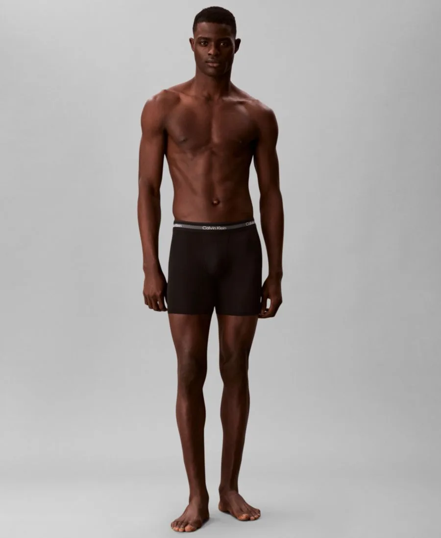 Мужские боксерские трусы Icon Active Mesh с удлиненными штанинами, комплект из 3 штук Calvin Klein, черный — фото 2