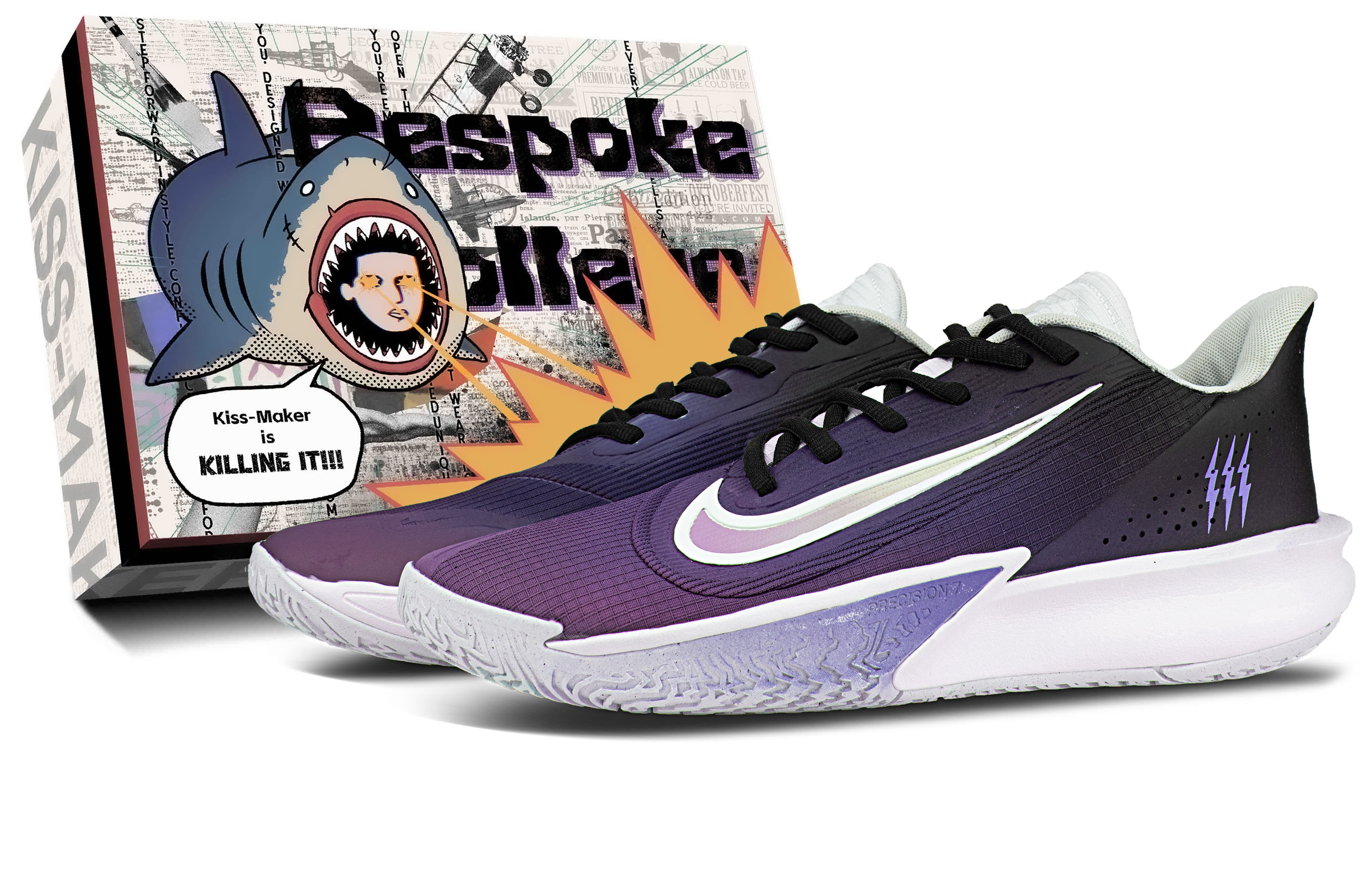 

Nike Баскетбольные кроссовки Precision 7 Low Top мужские, черные, фиолетовые