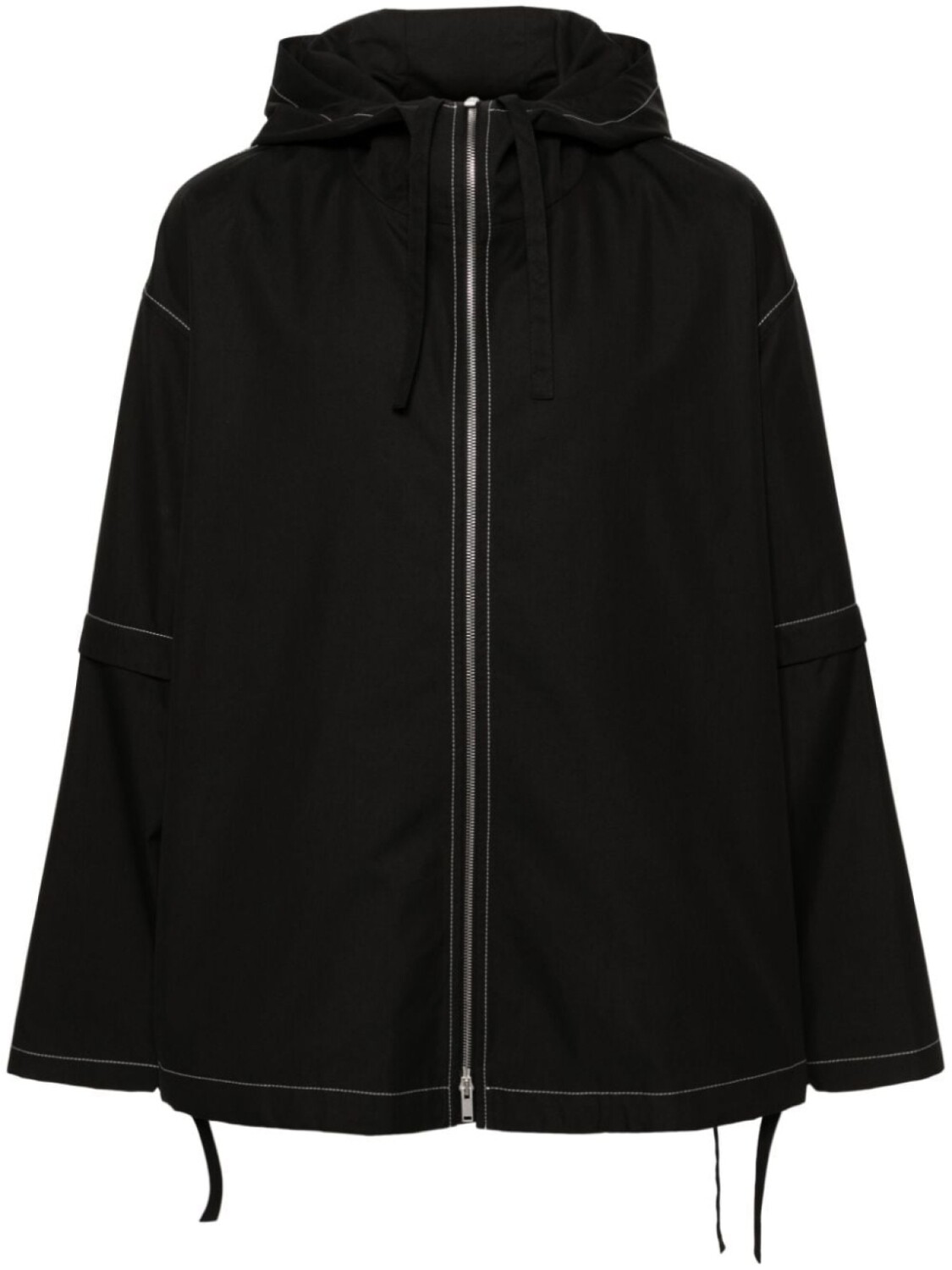 

Jil Sander куртка с капюшоном и контрастной строчкой, черный