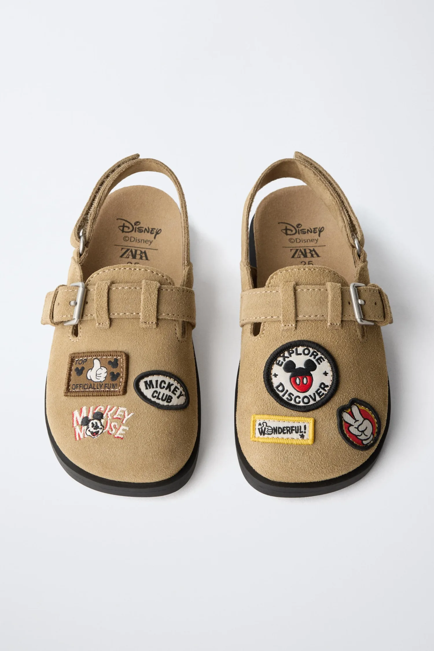 Кожаные сабо микки мауса disney Zara, песочно-коричневый — фото 4