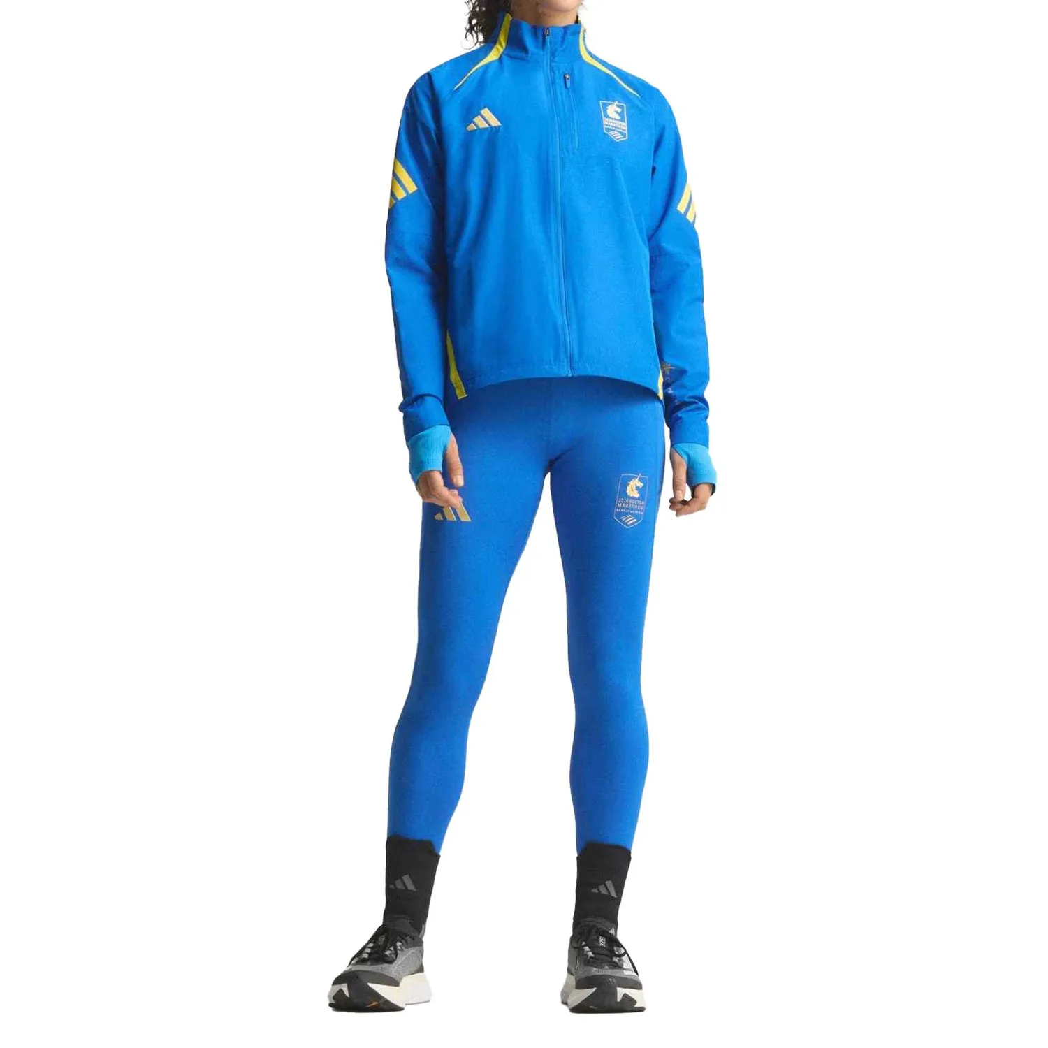Adidas Куртка для бега женская синяя со стойкой — фото 3