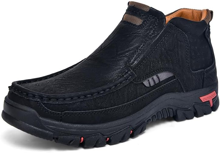 

Мужские слипоны из кожи на платформе для прогулок, легкие, с нескользящей мягкой подошвой, походные туфли, удобные и офисные мокасины Xoekd, черный