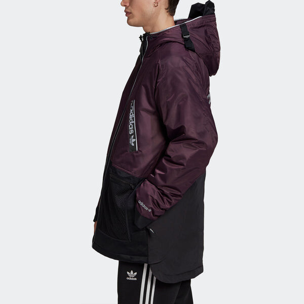 Пуховик Men's Adidas originals Colorblock Hooded Down Jacket Bright Pink Red Fluorescence, розовый — фото 4