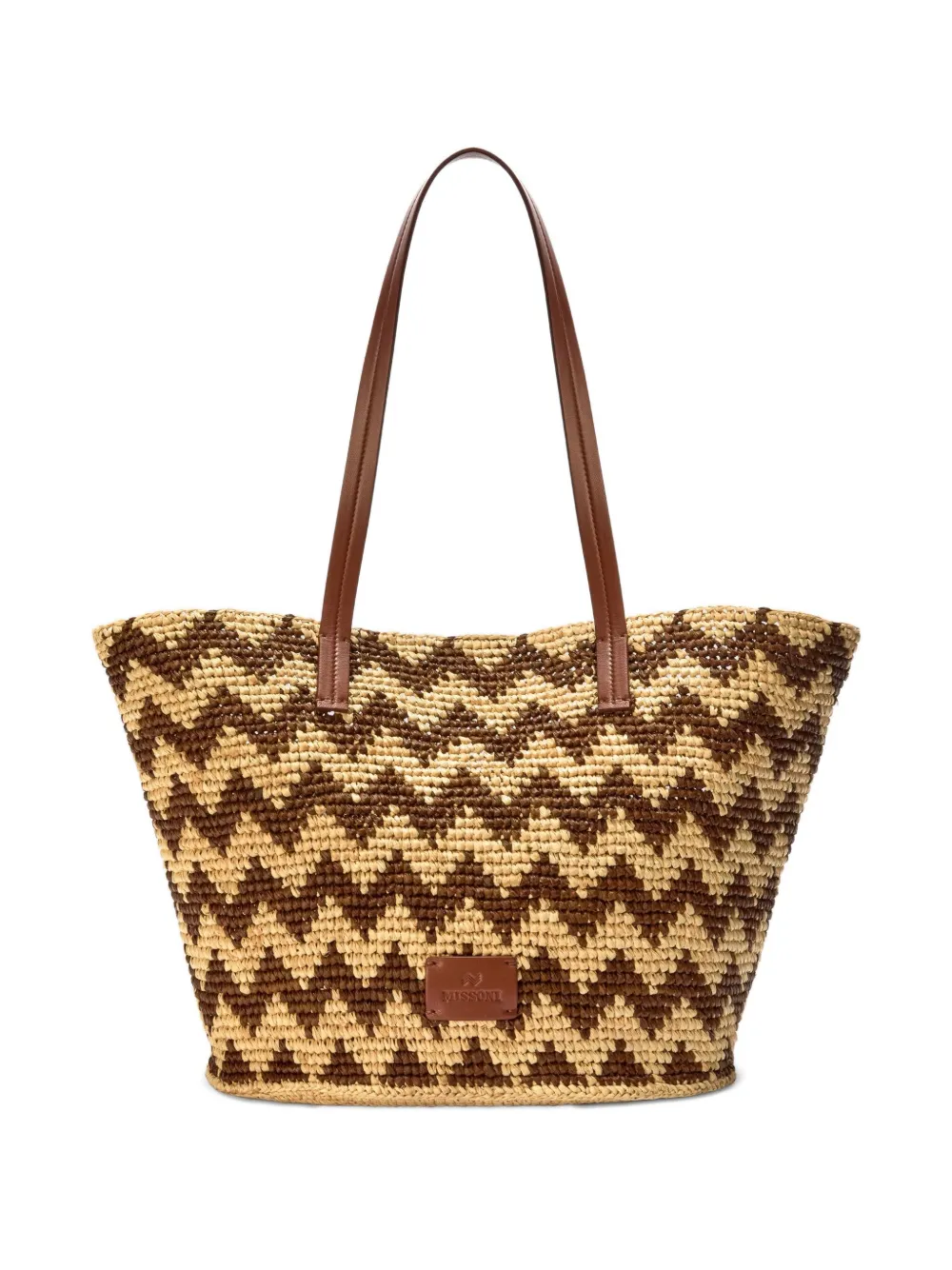 

Зигзагообразная соломенная сумка-тоут Missoni, нейтральный